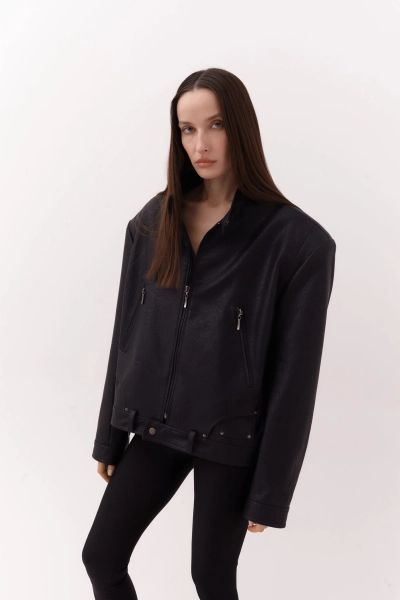 Куртка с объемными плечами из экокожи PROYAVÍ  купить онлайн