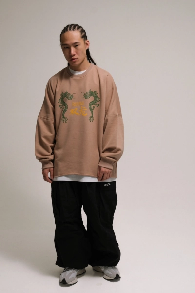 SWEATSHIRT DOUBLE DRAGONS/GREY-BEIGE RICE  купить онлайн