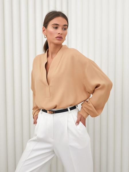 Блуза с шалевым воротником с вырезом на запах I.B.W. BL018 купить онлайн