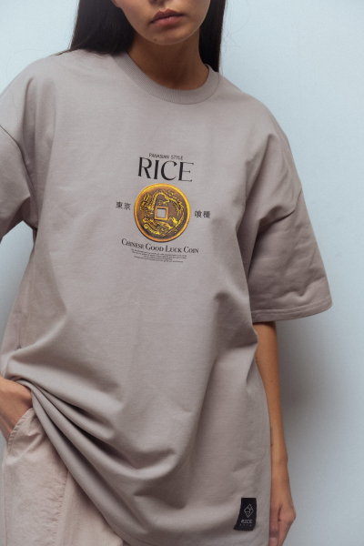 PANASIAN CHINESE GOOD LUCK COIN T-SHIRT/LATTE RICE  купить онлайн