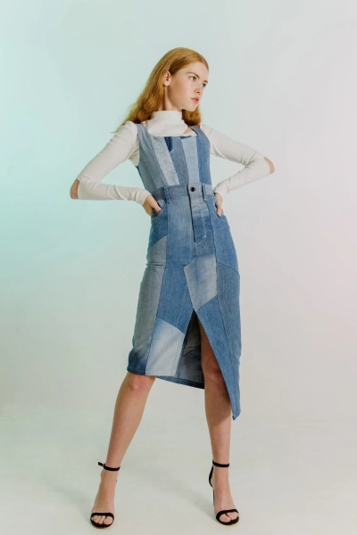 Ассиметричная джинсовая юбка RISHI  купить онлайн