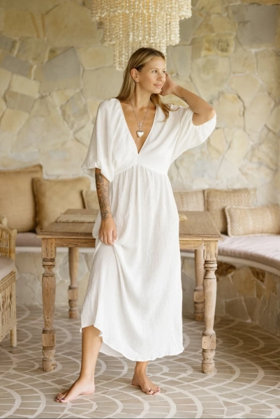 Victoria maxi dress linen crinkle Cantik  купить онлайн