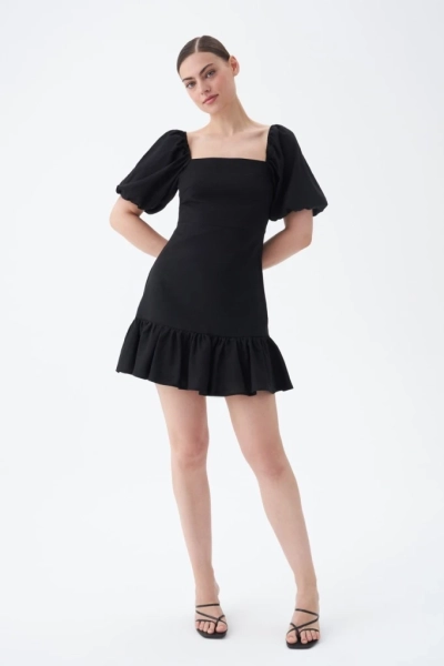 Платье-мини изо льна с оборкой INSPIRE  купить онлайн