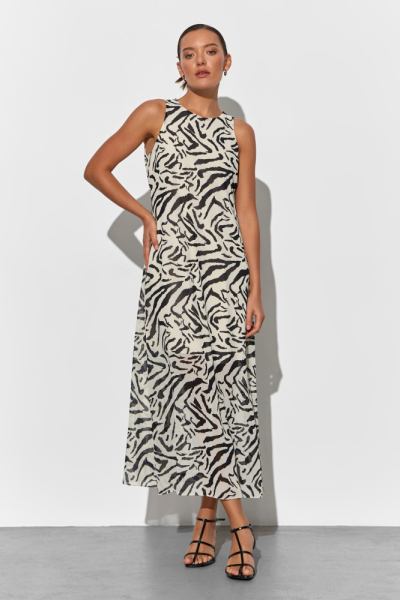 Платье миди с открытыми плечами принт зебра Mollis 13-09-2315/1 купить онлайн